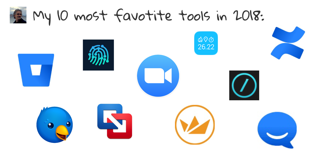 Icons of my 10 most favorite tools in 2018